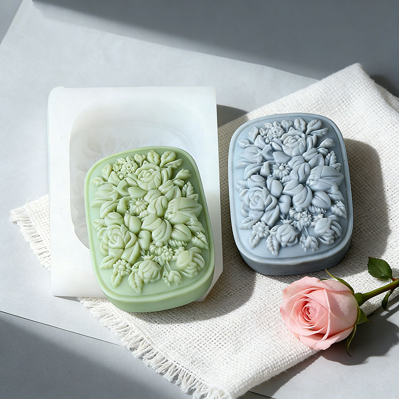 Square Floral Silicone Soap Mo - Soap Making Gifts 评论和价格