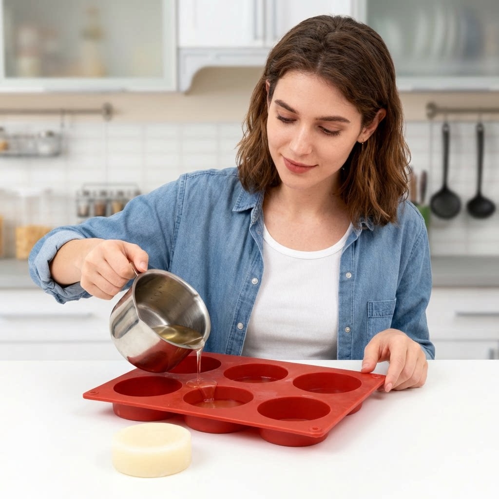 Round Silicone Soap Mold DIY H - Soap Making Kit For Beginners 评论和价格